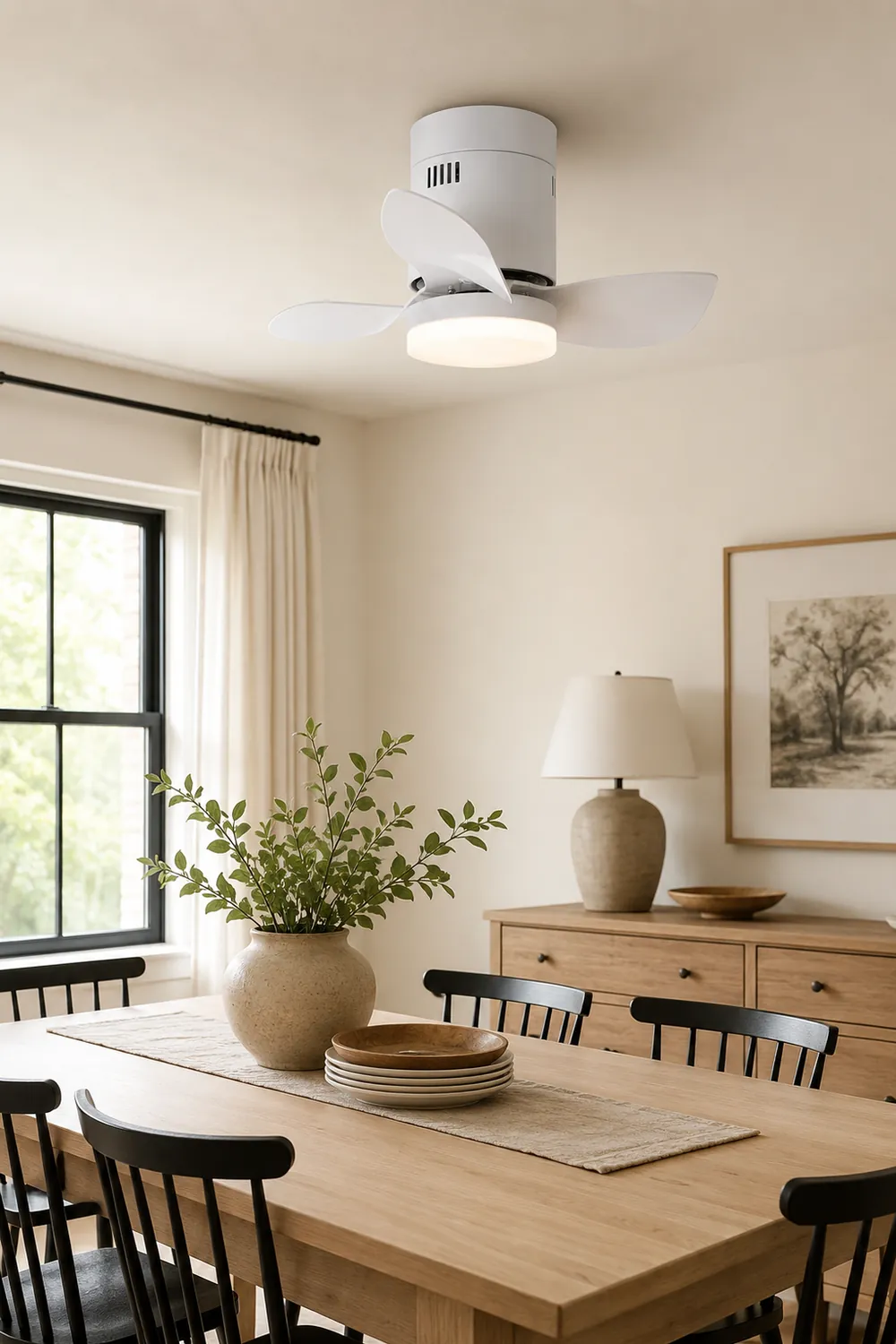 Walters 3-Blade White Ceiling Fan with Light, 2 Color, DIA 23.6'' - Lumpaz