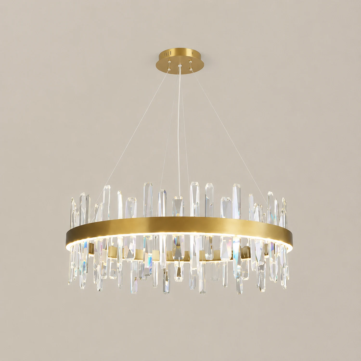 Marylin Modern Crystal Ring Chandelier, Stainless Steel & Crystal - Lumpaz