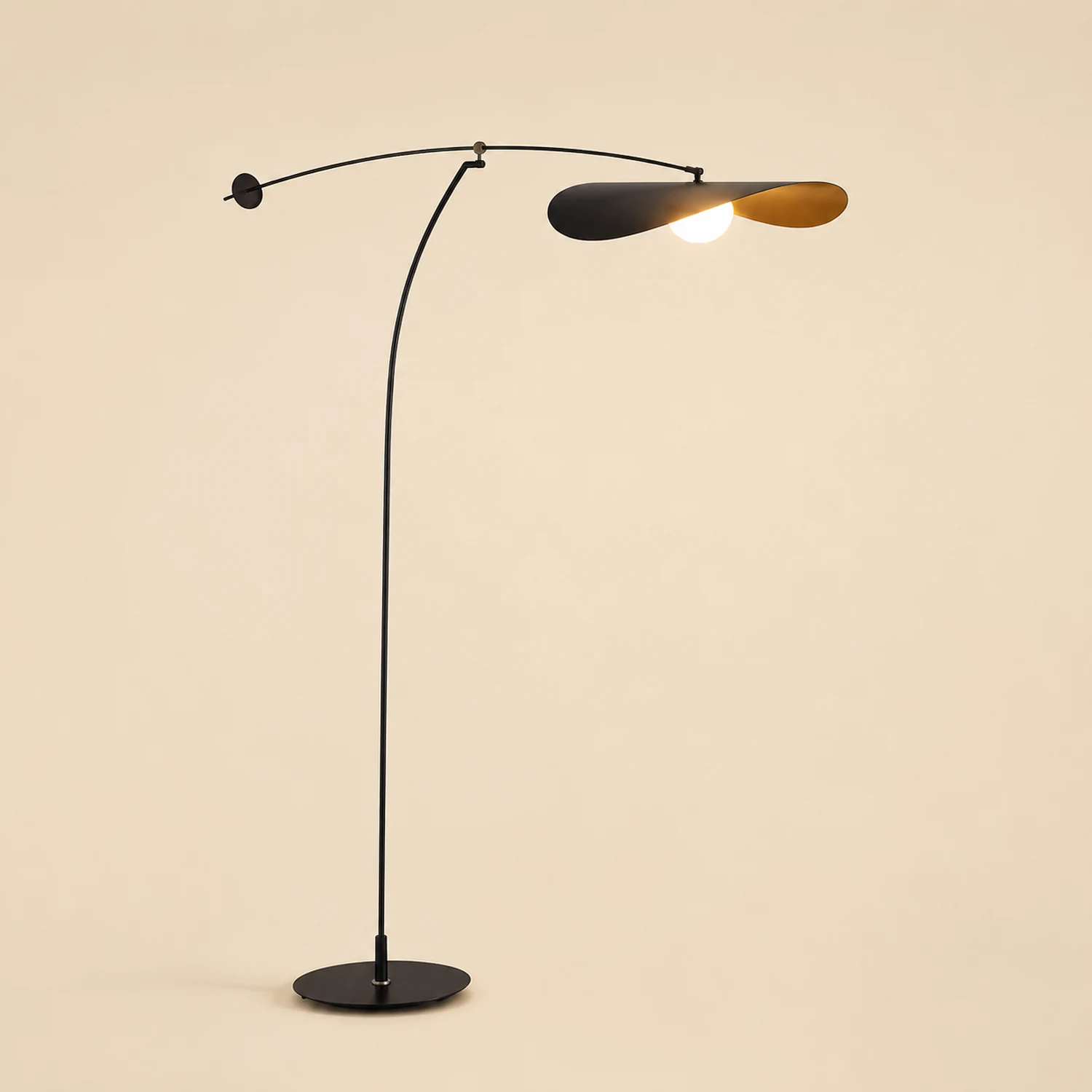 Carins Modern Bowl Linear Metal Glass Floor Lamp,Black /Gold - Lumpaz