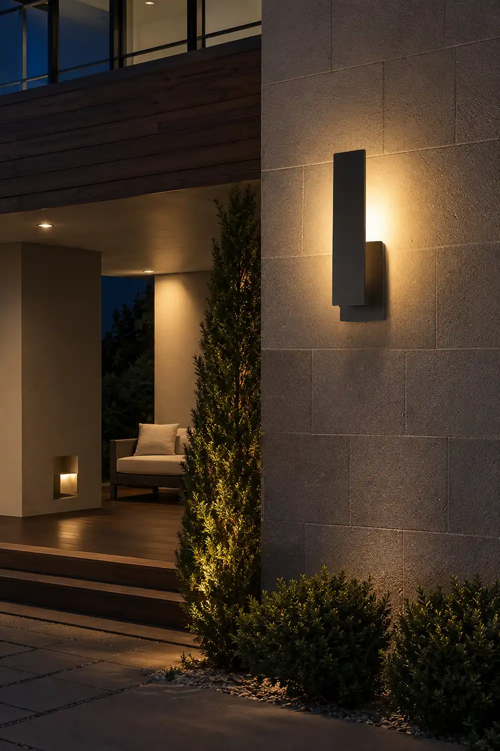 Waterproof Minimalist Aluminum LED Black Modern Outdoor Wall Light - Lumpaz