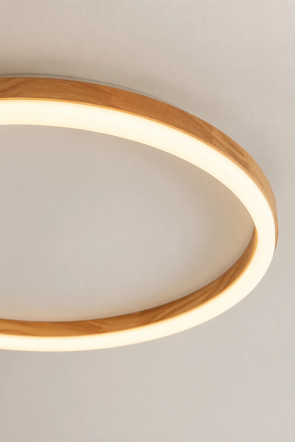 Ozawa Round Modern Flush Mount Ceiling Light Wood Acrylic Bedroom - Lumpaz