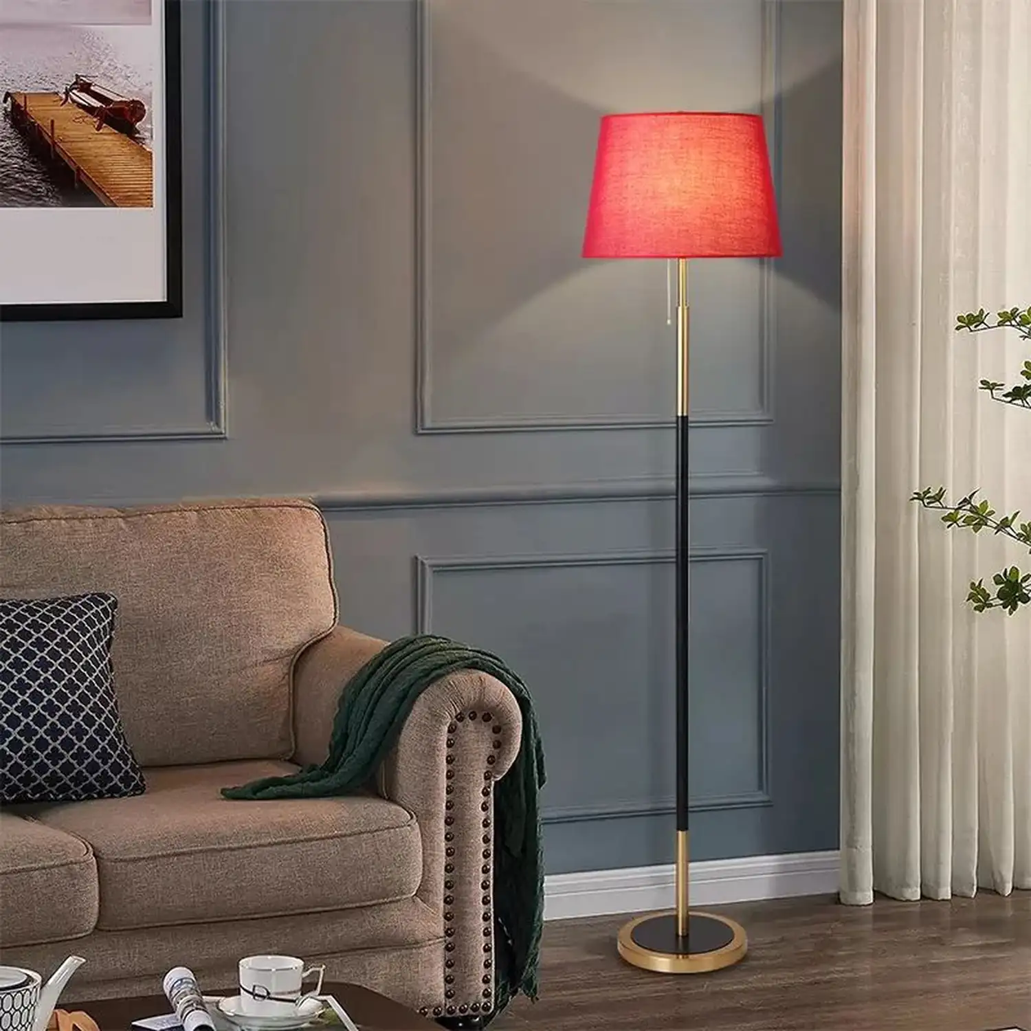 Eryn Modern Cylinder Metal Fabric Floor Lamp, 4 Color - Lumpaz