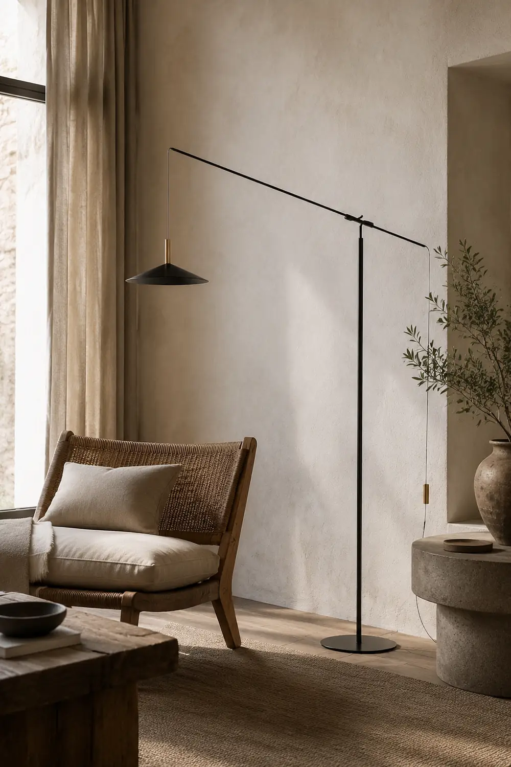 Carins Floor Lamp Italian Unique Modern, Metal Adjustable, Black, Living Room - Lumpaz