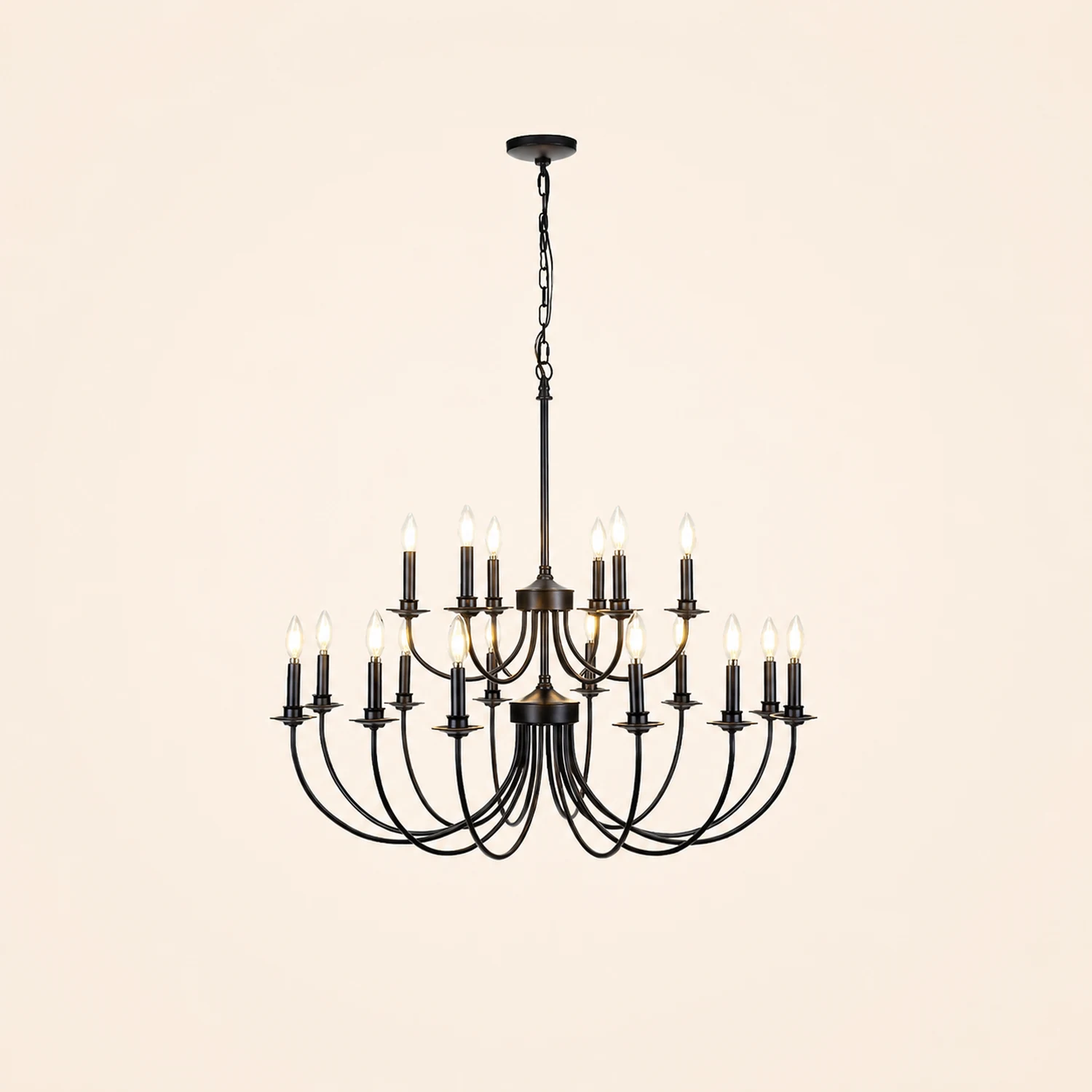 Silva LED Chandelier Black Metal Bedroom Living Room Ding Room - Lumpaz