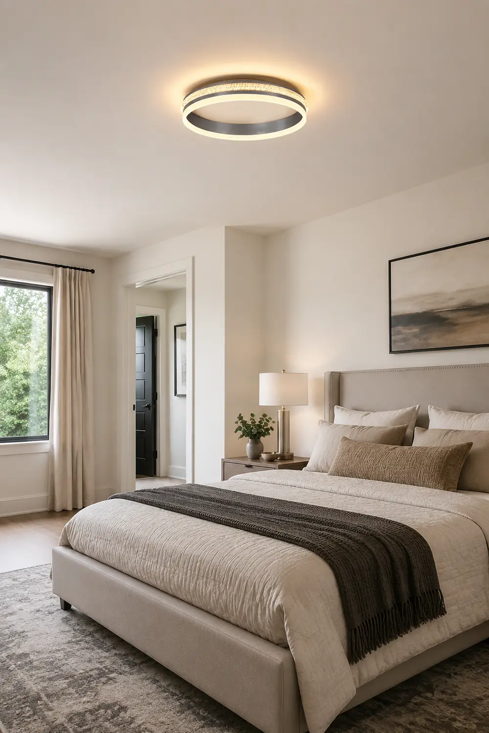 Quinn Modern Ring Metal/Acrylic Flush Mount Ceiling Lights, Silver - Lumpaz