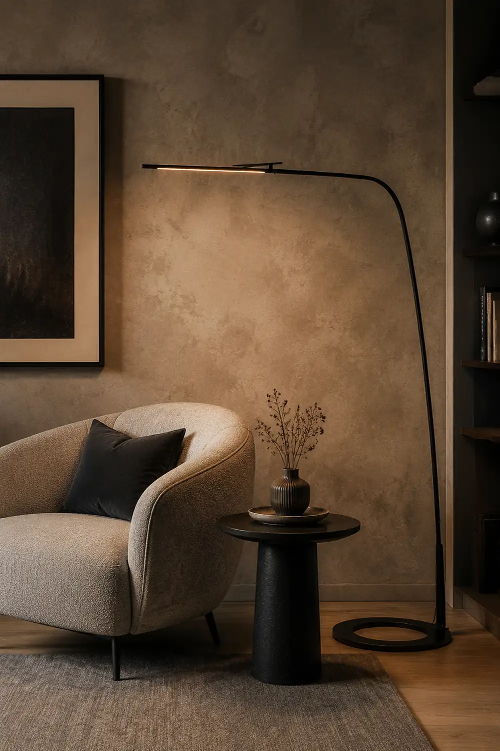 Edge Minimalist Long Linear Metal Floor Lamp, Black - Lumpaz