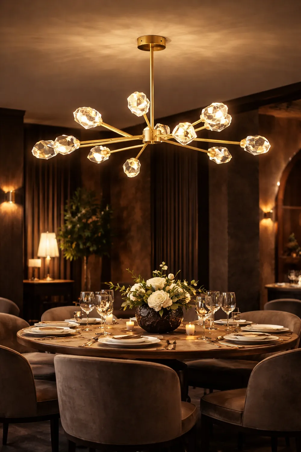 Kristy Luxurious Crystal Chandelier Living Room Golden - Lumpaz