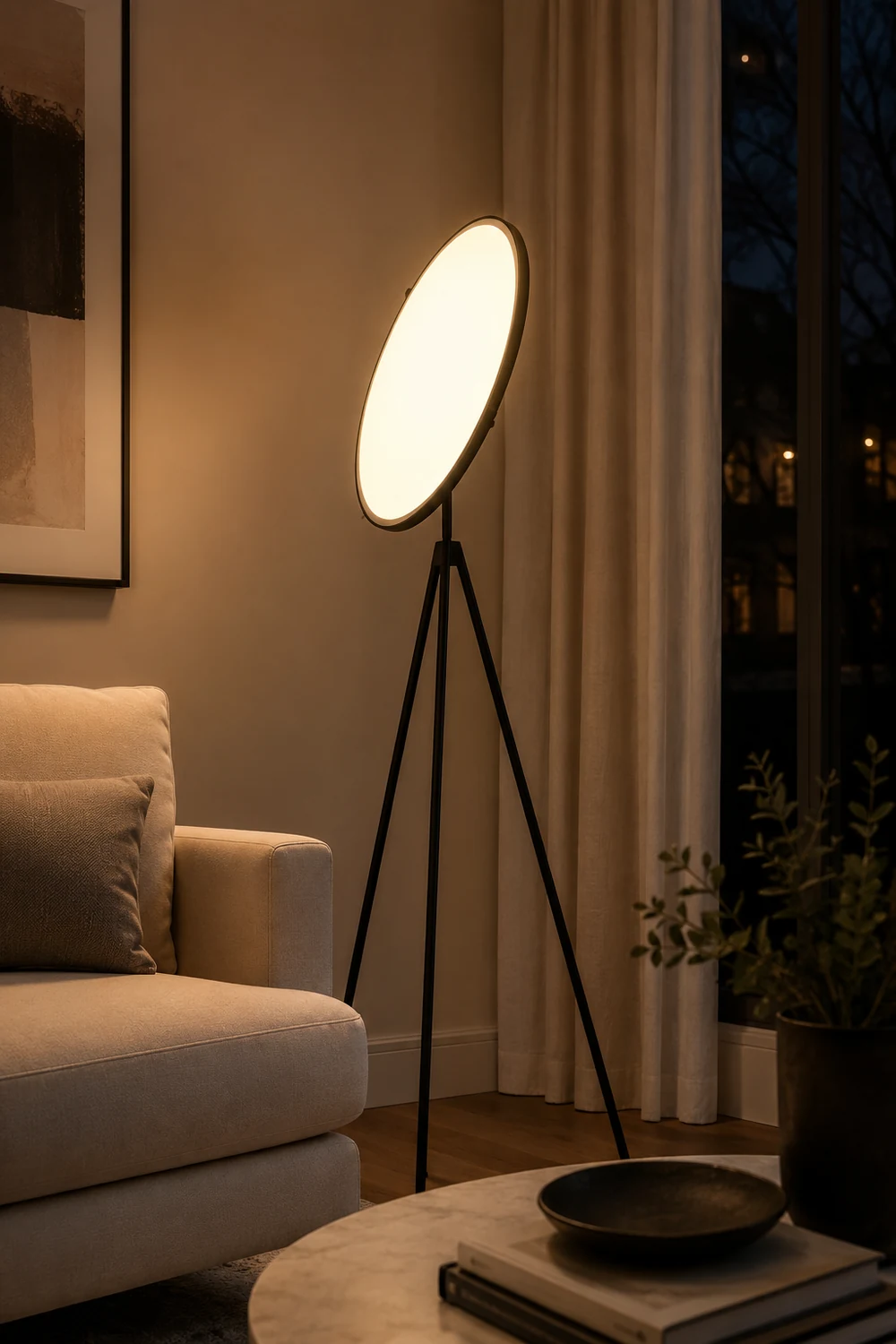 Salgado Modern Minimalist Metal Tripod Projector Floor Lamp, Black/White - Lumpaz