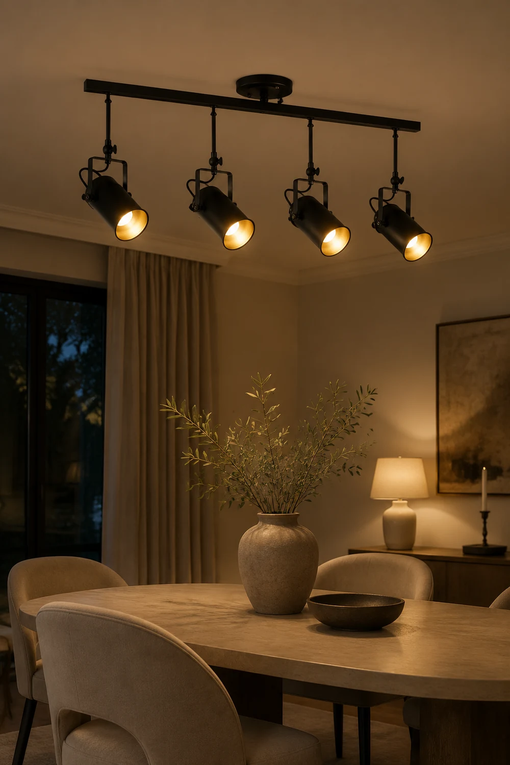 Alessio Vintage Adjustable Semi-Flush Mount Ceiling Light, Black - Lumpaz