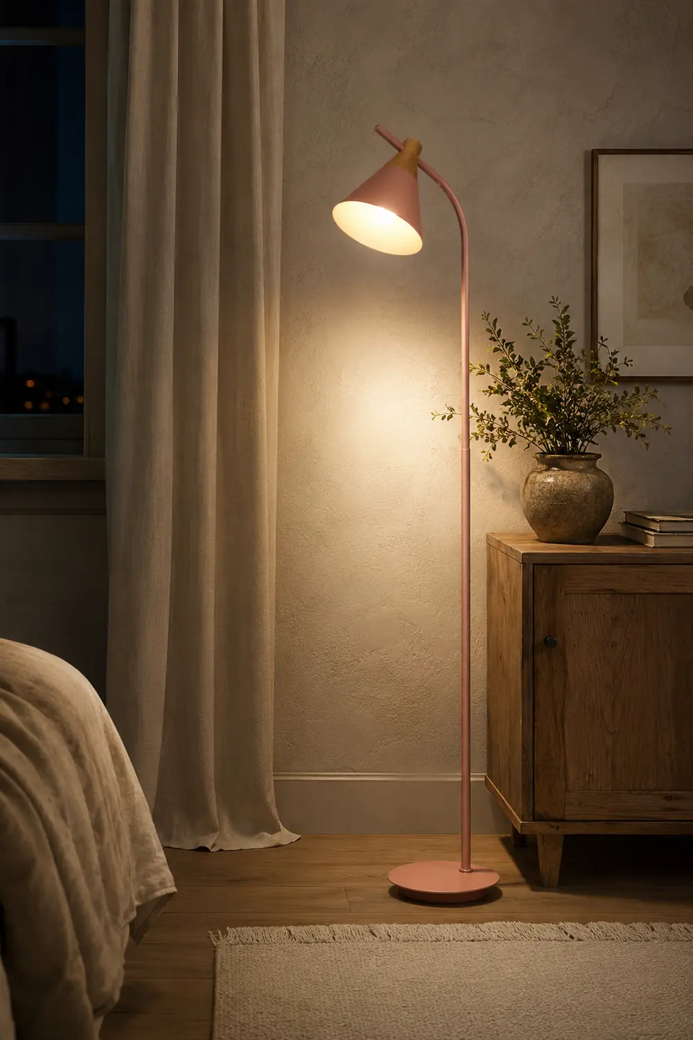 Morandi Floor Lamp, Bedroom & Living Room, Gray & Pink & Yellow, Metal - Lumpaz