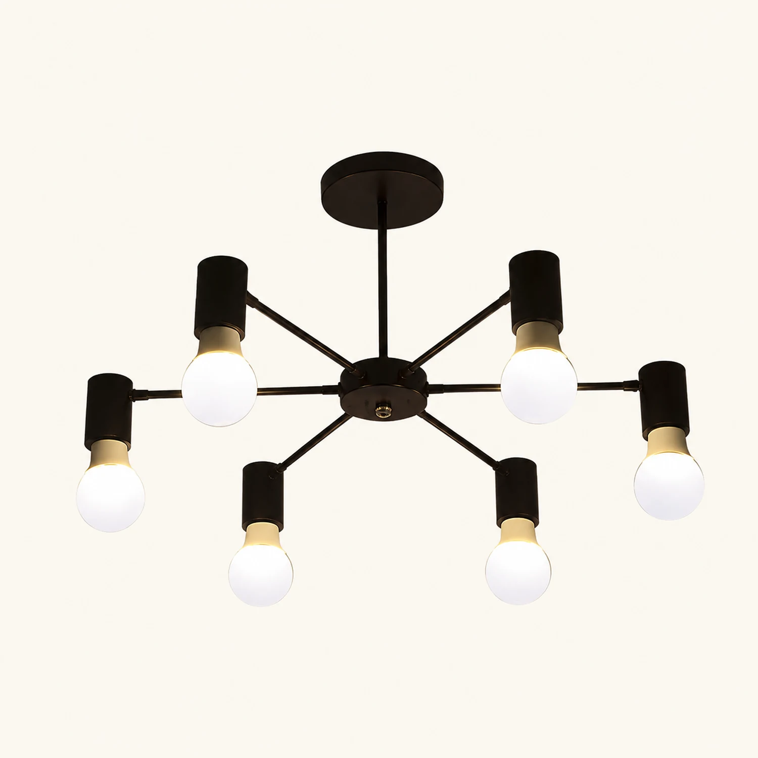 Valentina Industrial Semi Metal Flush Mount Ceiling Light, Black/White, Living Room - Lumpaz