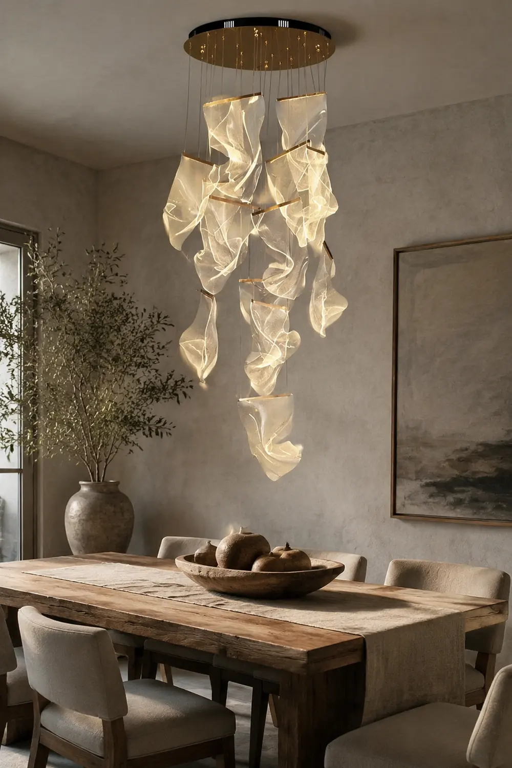 Marylin Artistic Acrylic Silk Chandelier, Gold - Lumpaz