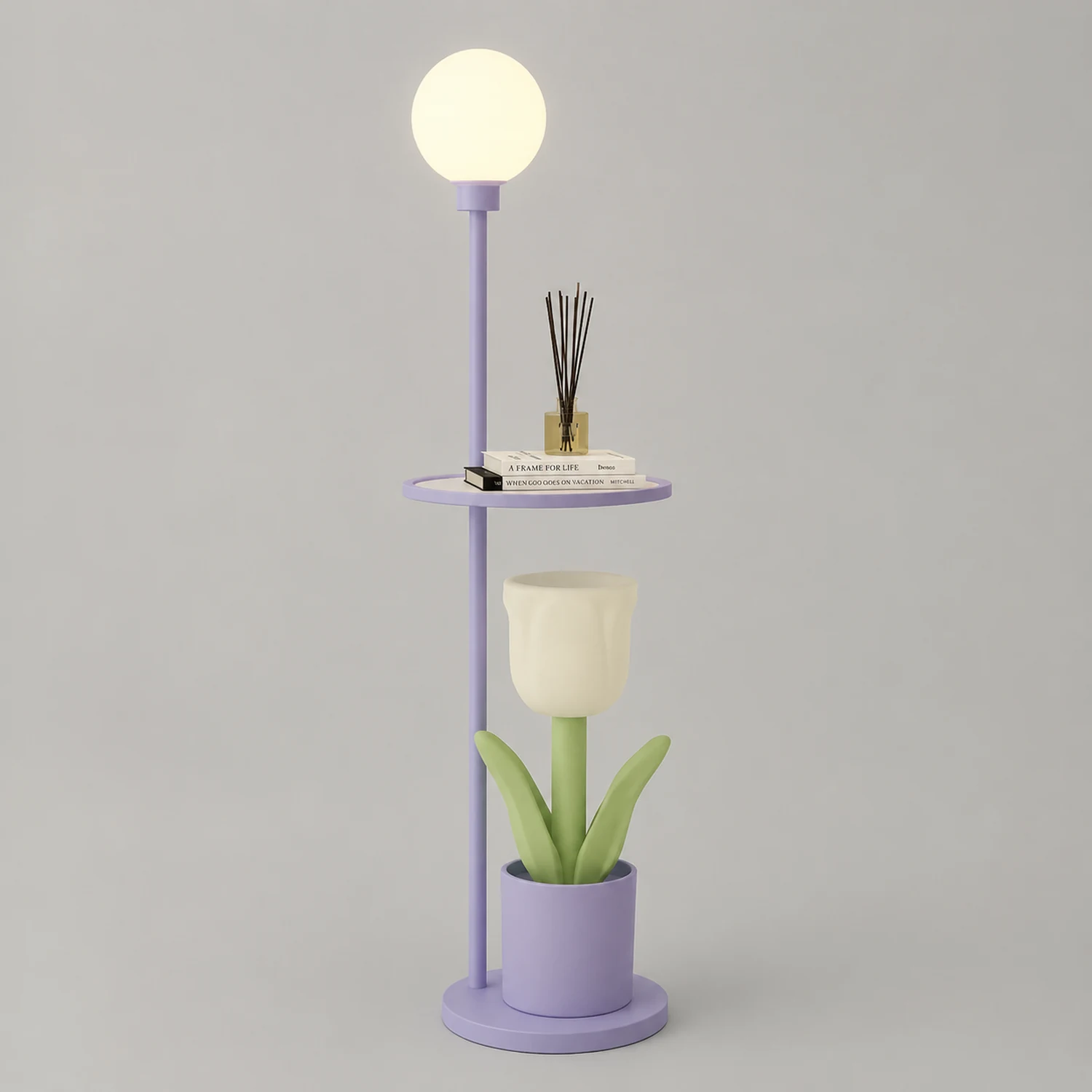 Lily Modern Floor Lamp Pink/Yellow/Purple Metal/Glass Bedroom - Lumpaz