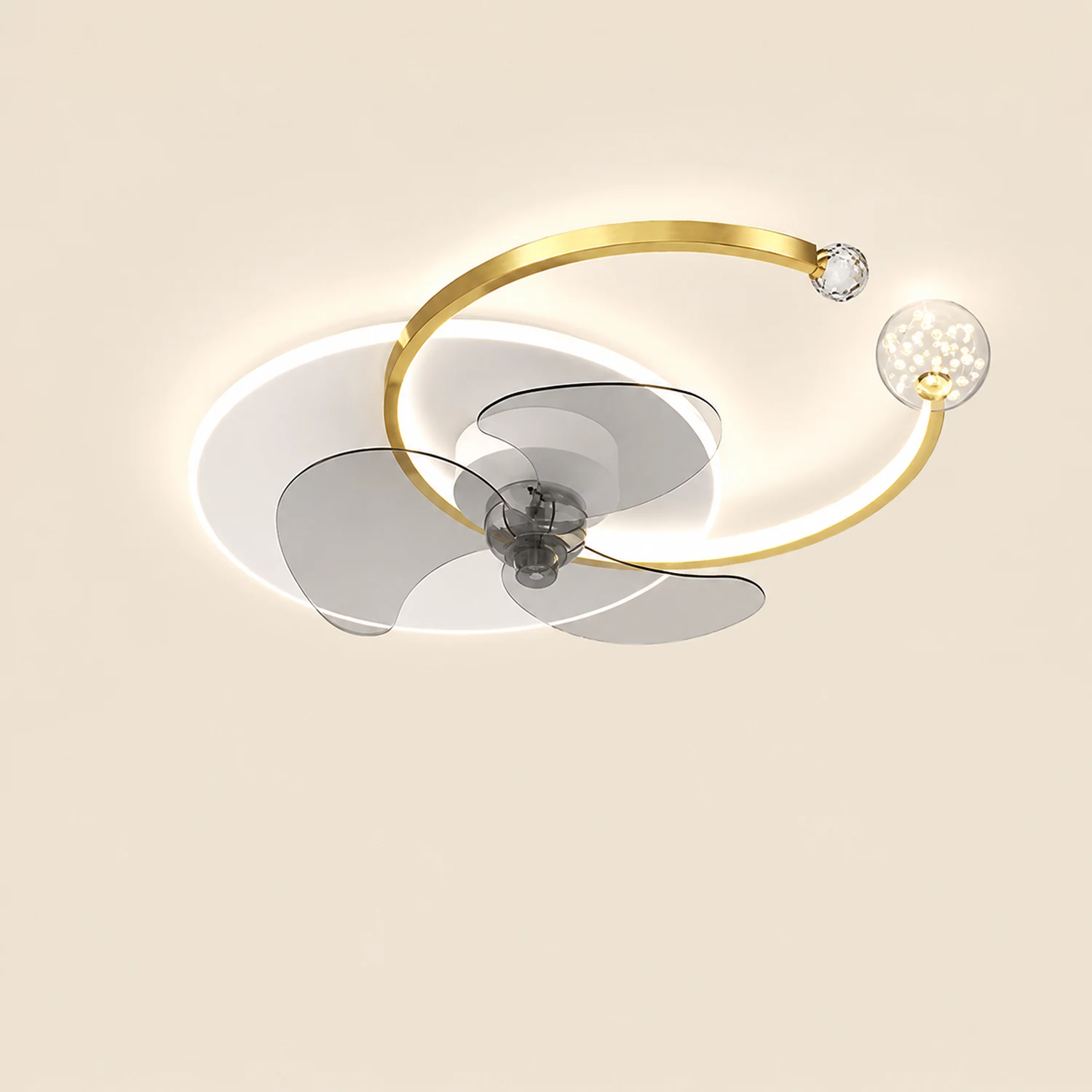 Madina Double-C Starry Ceiling Fan with Light, 2 Color, 24.5" - Lumpaz