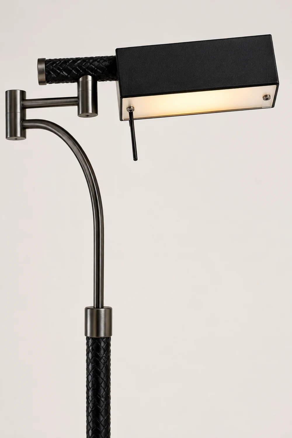 Salgado Design Modern Black Floor Lamp, Leather & Metal - Lumpaz