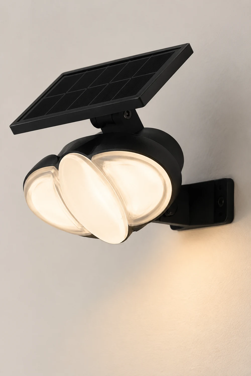 Solar Motion Security Light 3-Head Outdoor LED Wall Fixture with Motion Sensor - Lumpaz
