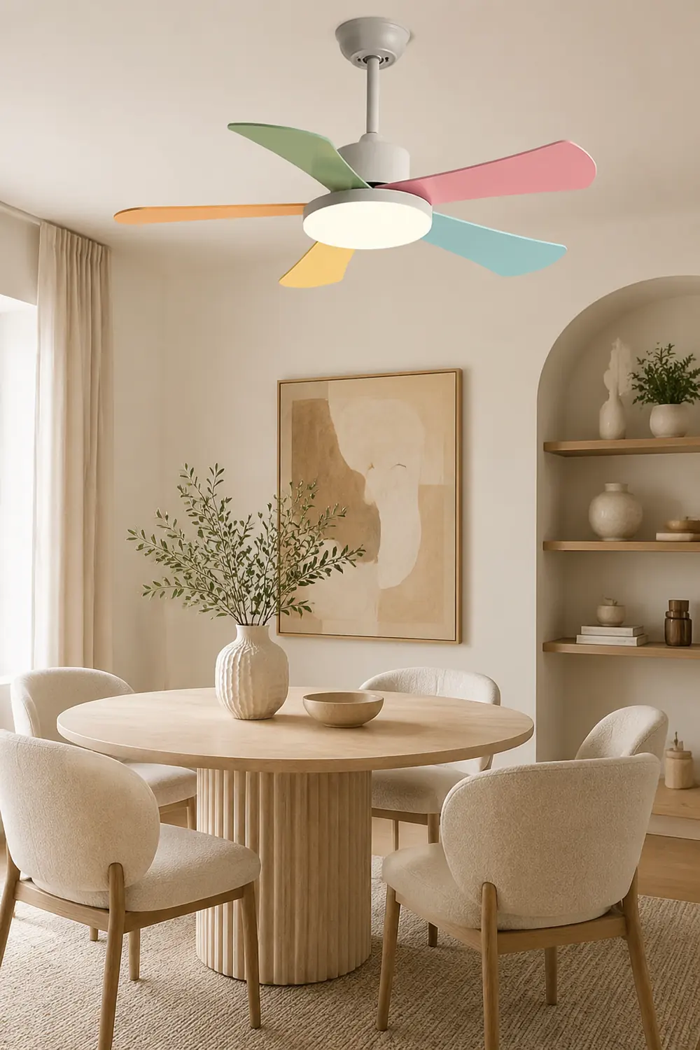 Morandi 5-Blade DC Colorful Ceiling Fan with Light, Summer, 41'' - Lumpaz
