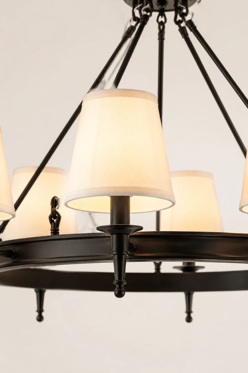 Alessio Vintage Ring Metal/Fabric Chandelier, Black/Copper - Lumpaz
