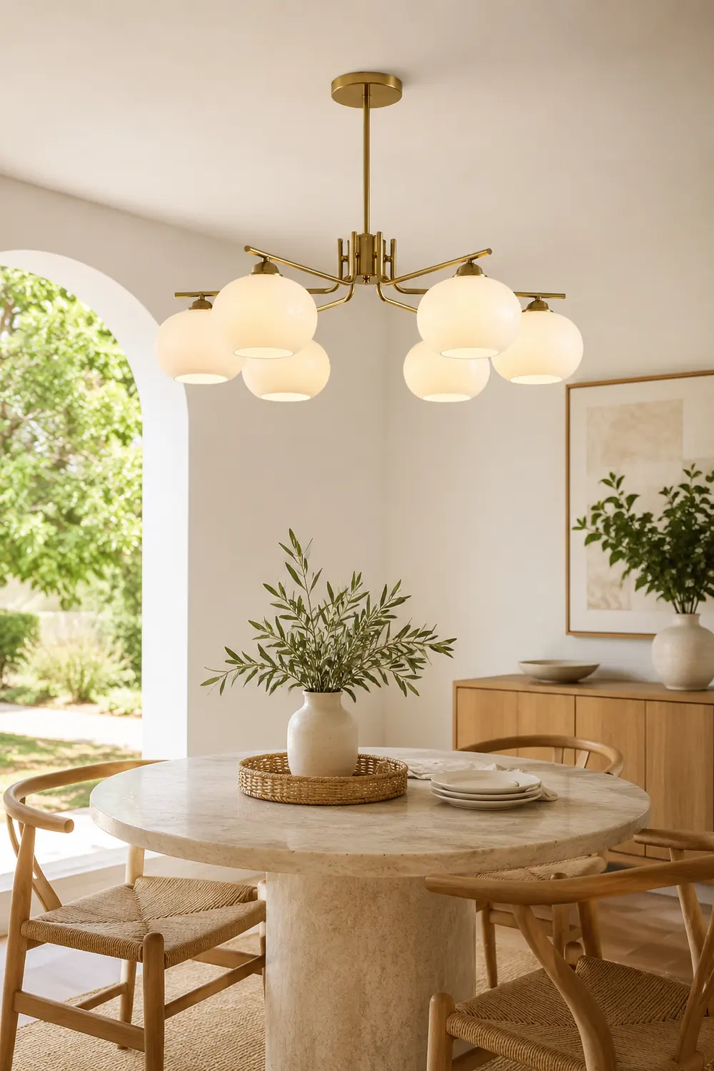 Valentina Pendant Light Semi-Circular Modern, Metal/Glass, Gold/Nickel, Dining Room - Lumpaz