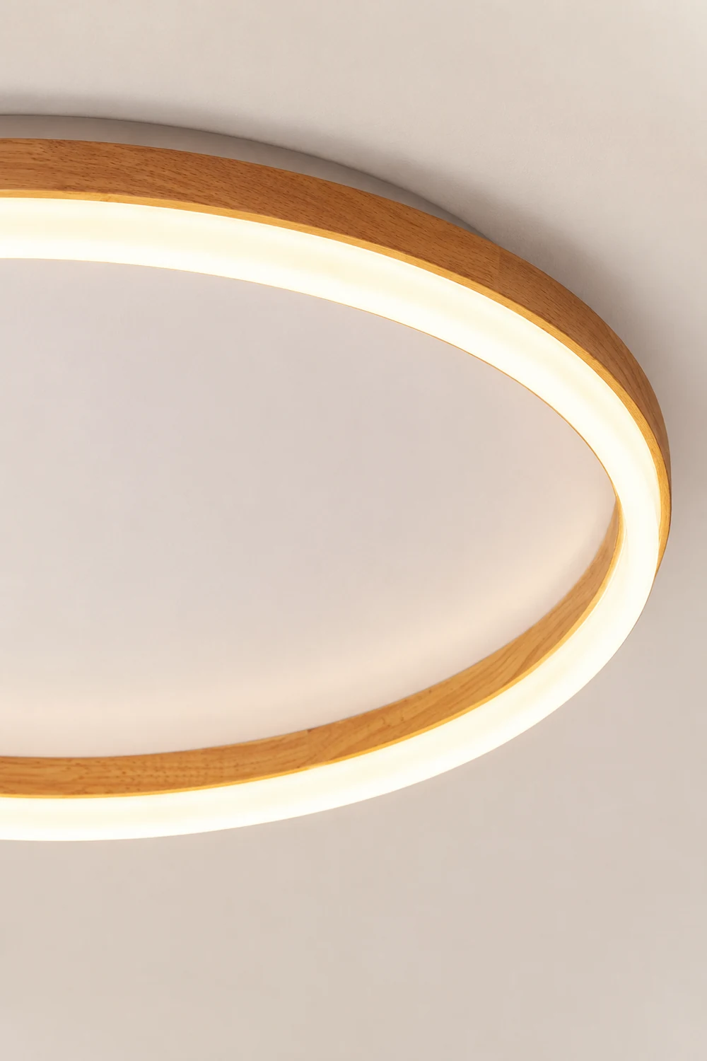 Ozawa Round Modern Flush Mount Ceiling Light Wood Acrylic Bedroom - Lumpaz