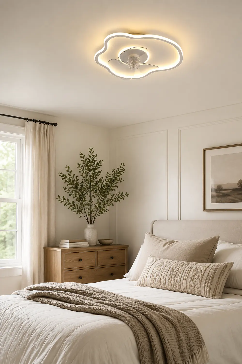 Edge White Ceiling Fan with Light, 8 Style, L 16"/18" - Lumpaz