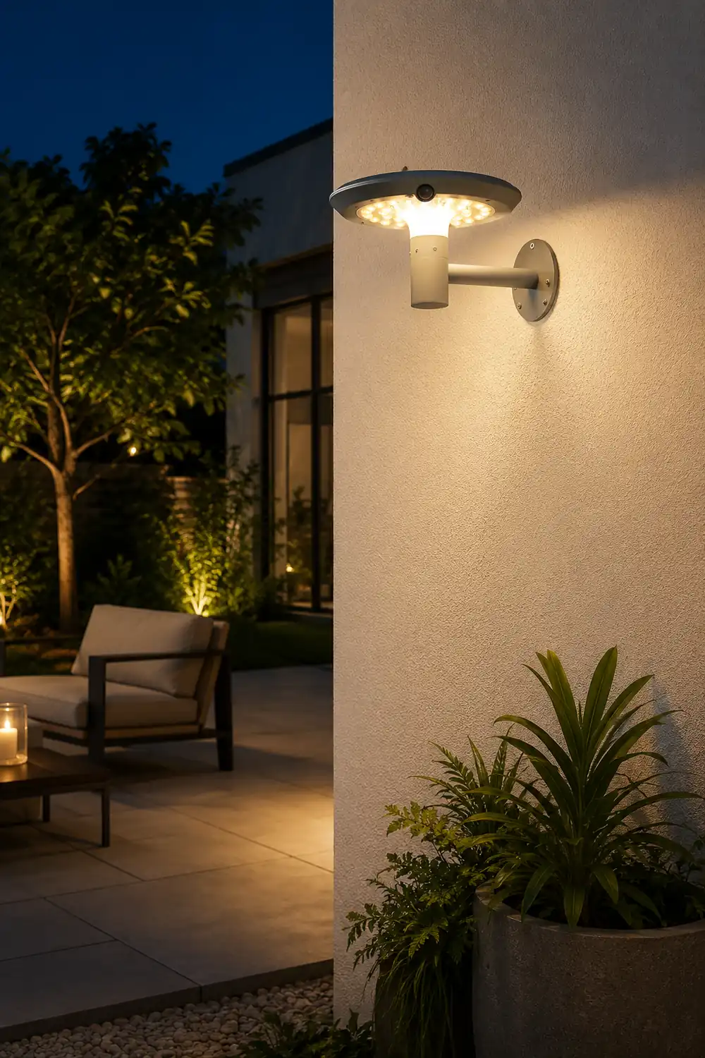 Modern Mushroom LED Solar Wall Light with Dual Motion Sensors - Gray - Lumpaz