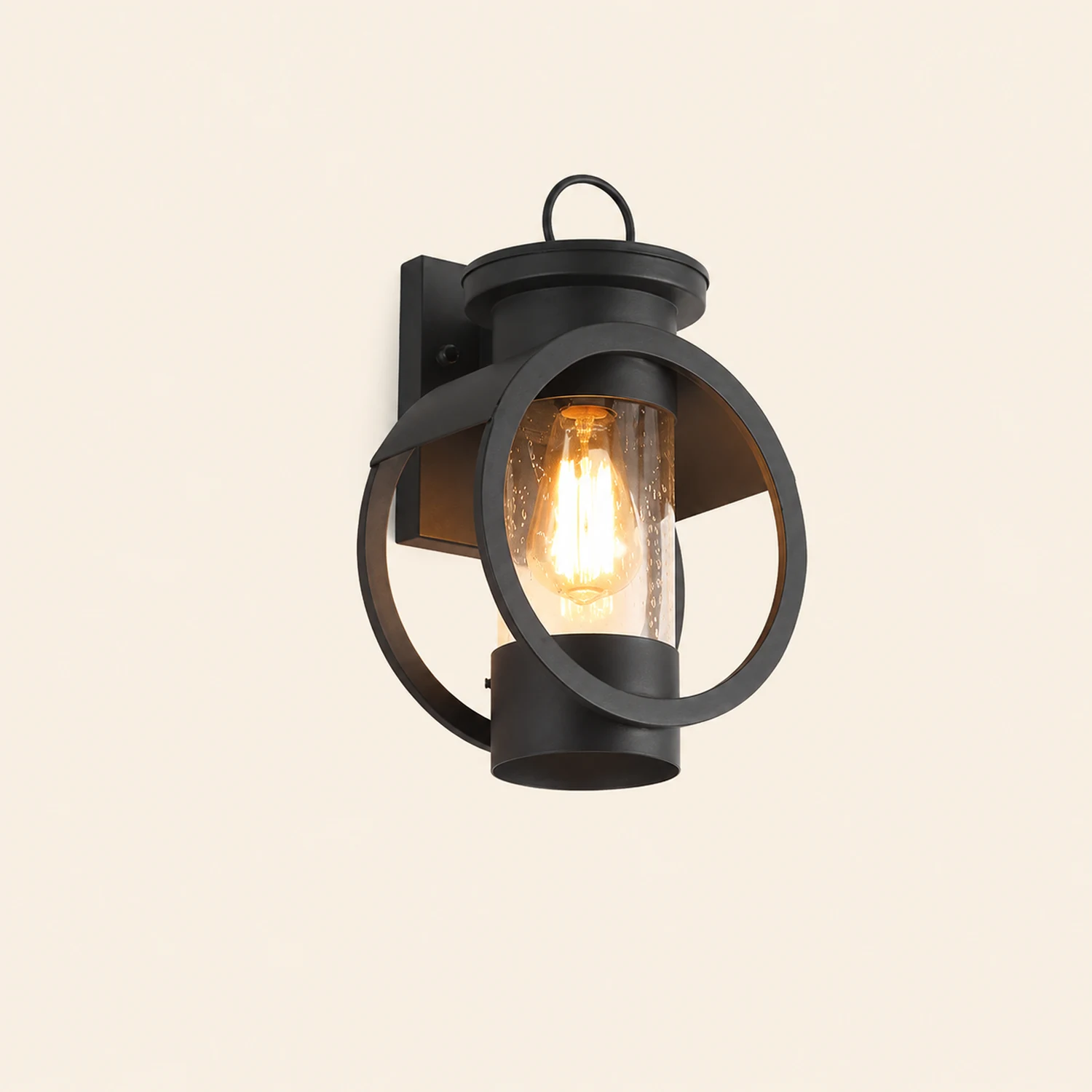 Raindrops Glass 6W LED Edison Lightbulb Black Outdoor Wall Lights - Lumpaz