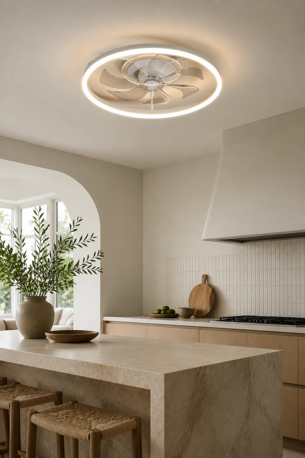 Kirsten 7/3-Blade Ceiling Fan With Light, 8 Style, L 20"/24'' - Lumpaz