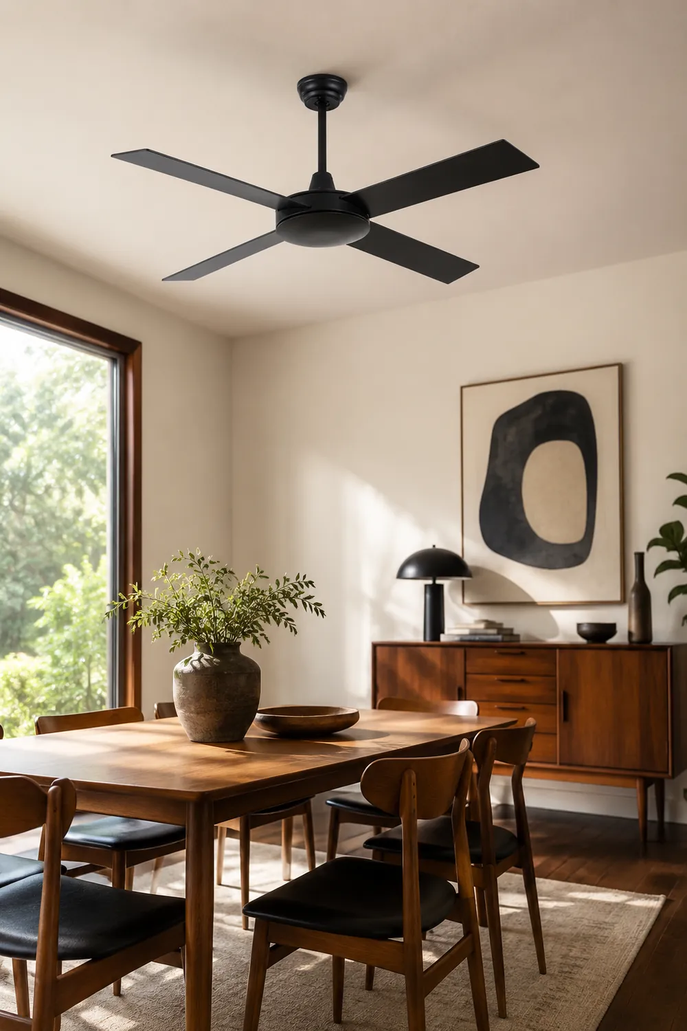 Haydn 4-Blade Industrial Black DC Ceiling Fan, Summer, 47'' - Lumpaz