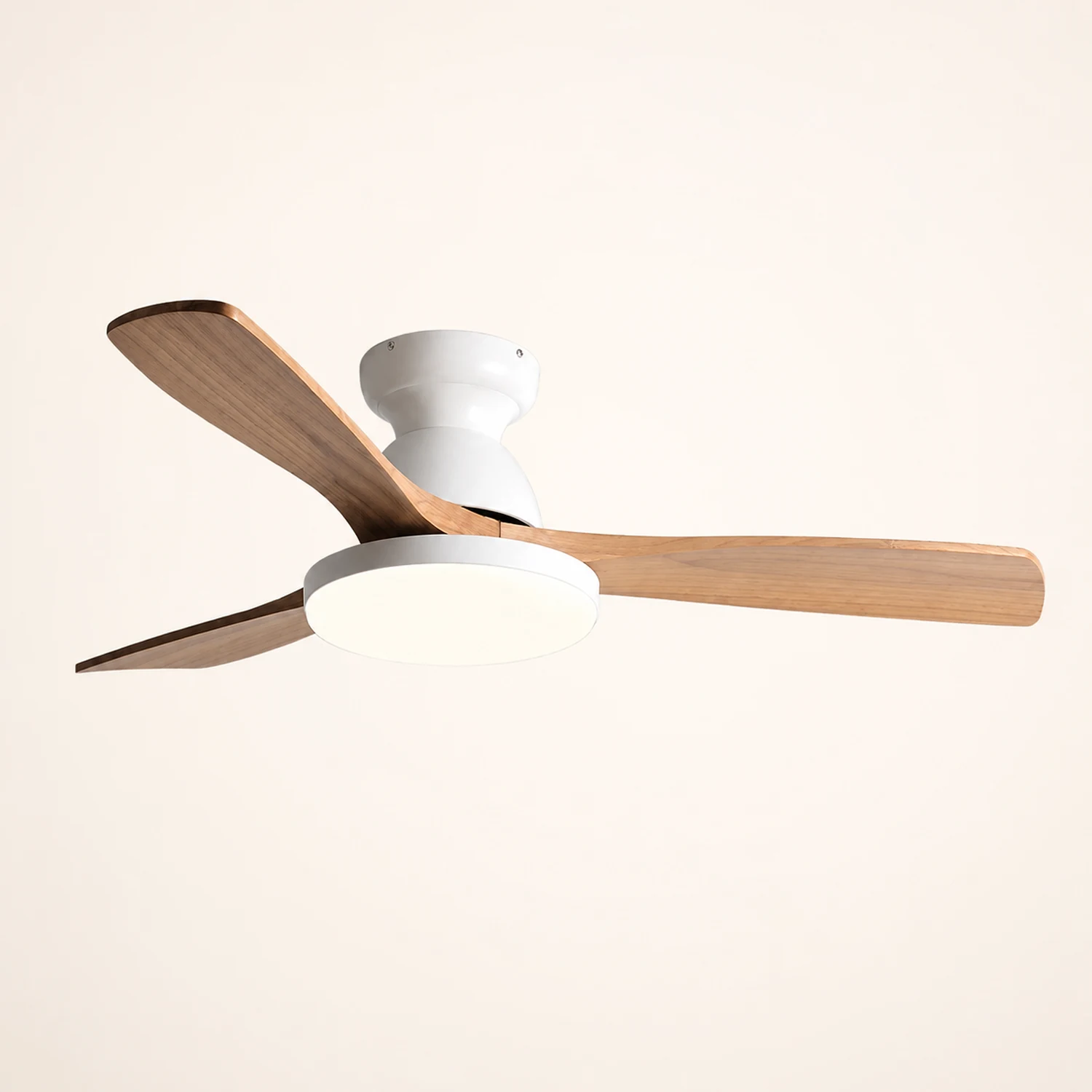 Walters 3-Blade White & Gray Ceiling Fan with Light, Metal & Wood, DIA 52'' - Lumpaz