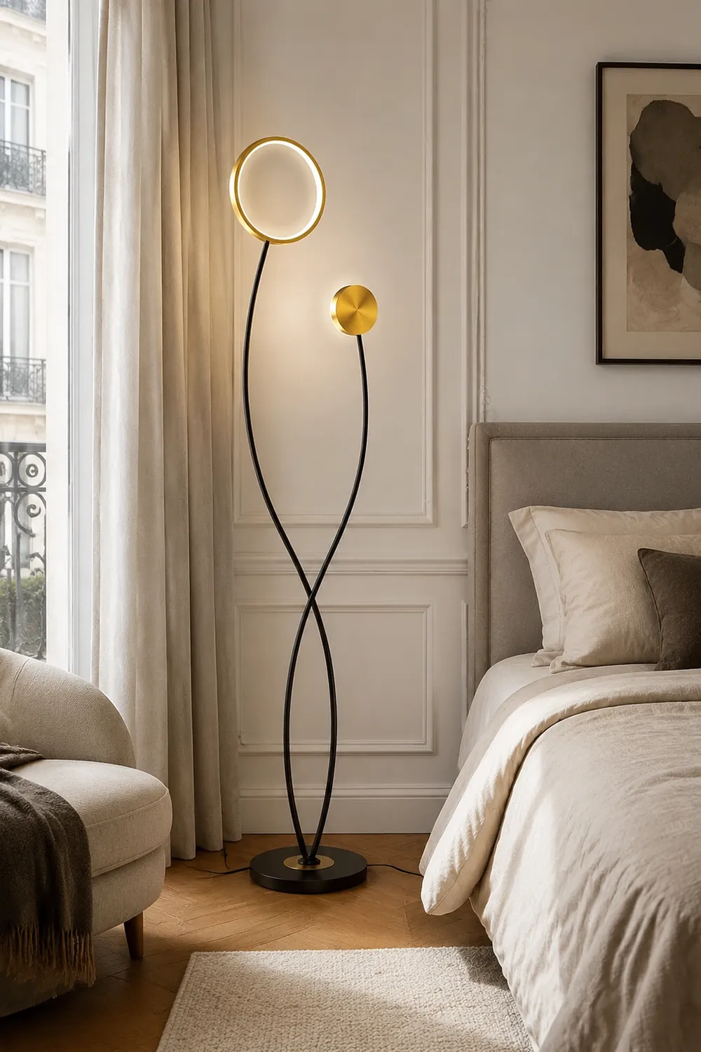 Modern Wave Double Head Metal Acrylic Floor Lamp - Lumpaz