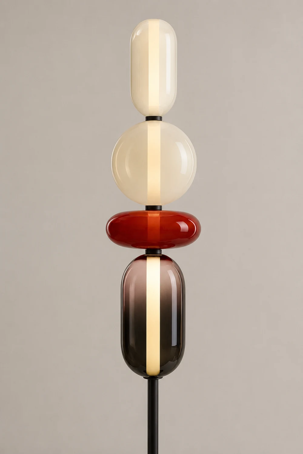Morandi Modern Creative Man Metal/Glass Floor lamp, White/Black/Red - Lumpaz