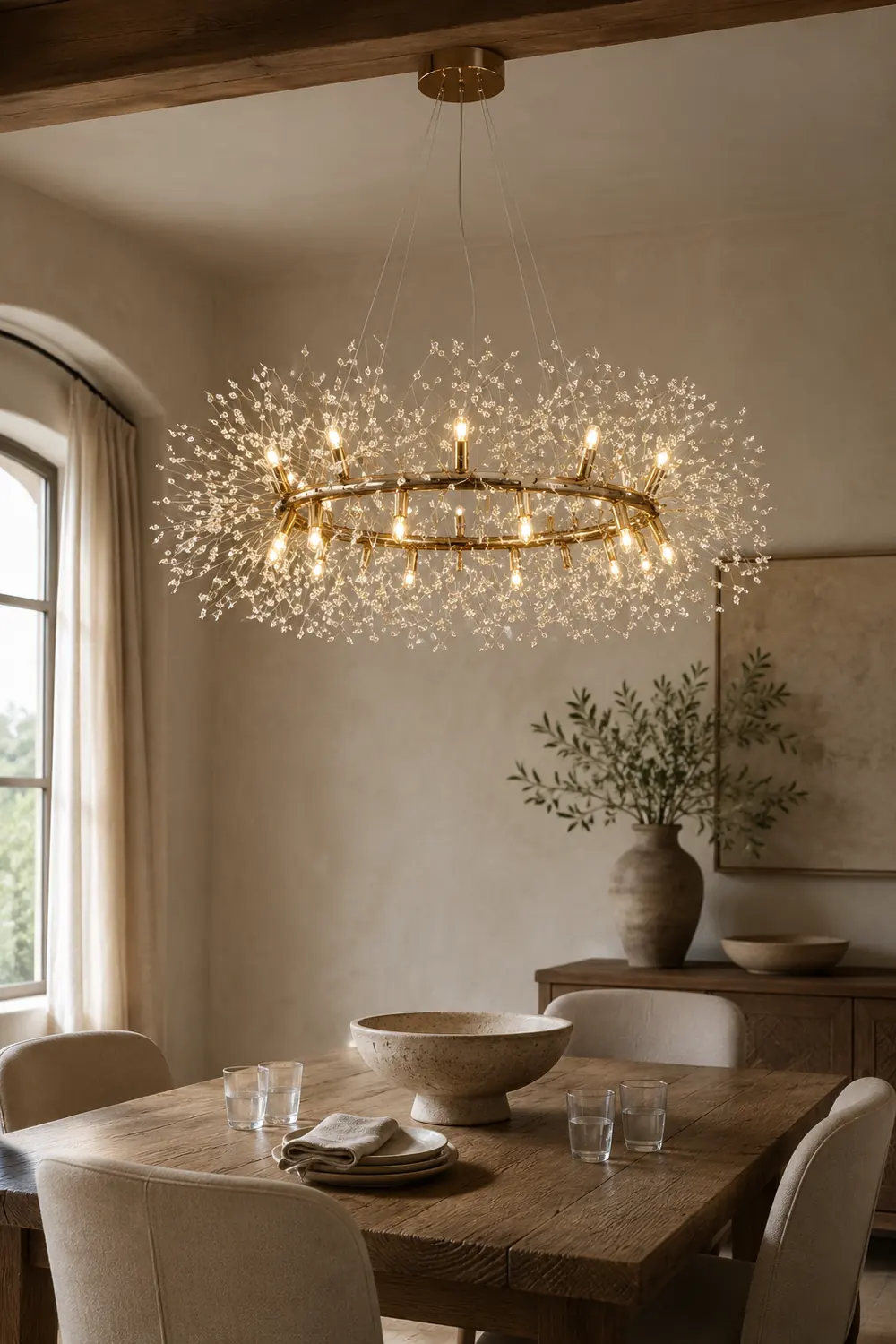 Lili Modern Dandelion LED Pendant Light Gold Metal/Crystal Bedroom/Living Room - Lumpaz