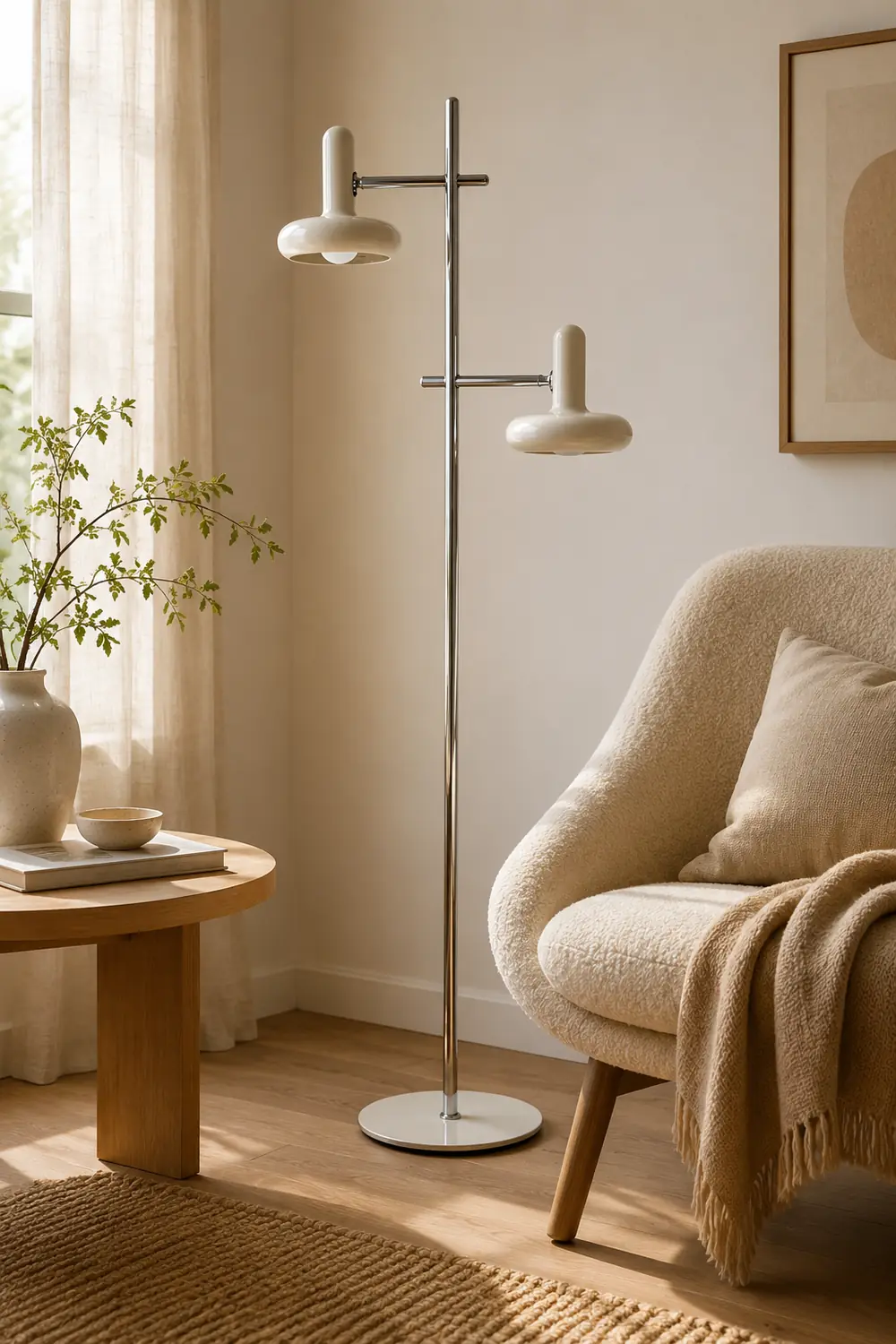 Carins Modern Nordic Minimalist Metal Rotable Floor Lamp, White - Lumpaz
