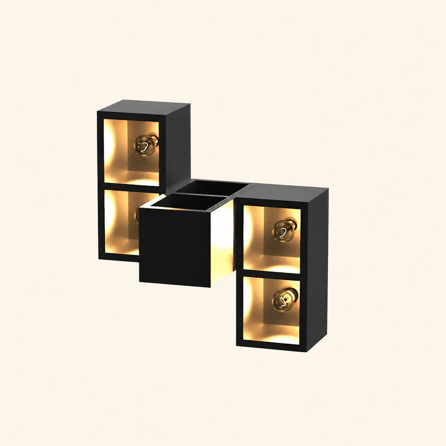 Waterproof Creative Square Combination LED Black Wall Lamp with Flowerpot - Lumpaz