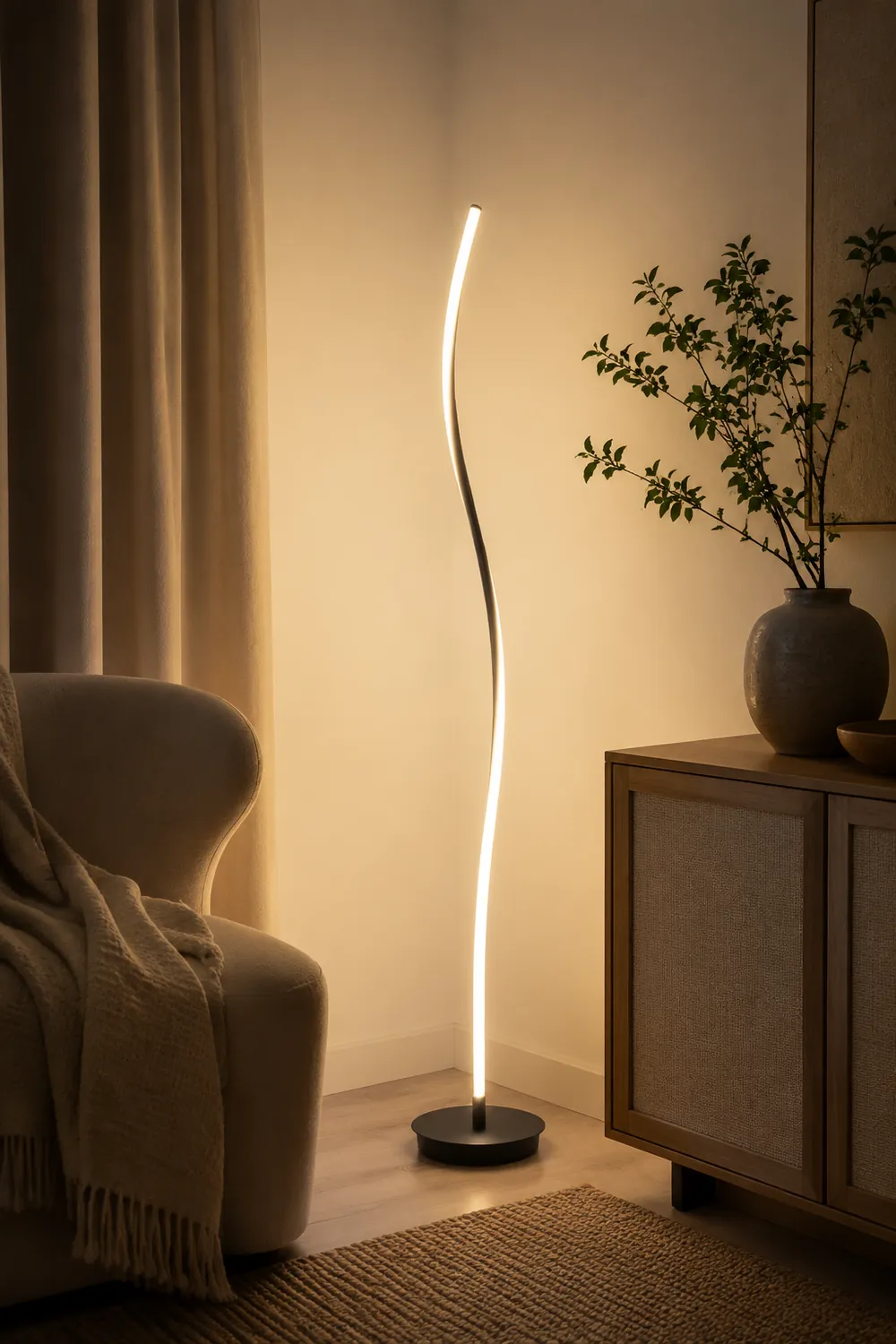 Modern Linear Metal Acrylic Floor Lamp, Black/White - Lumpaz
