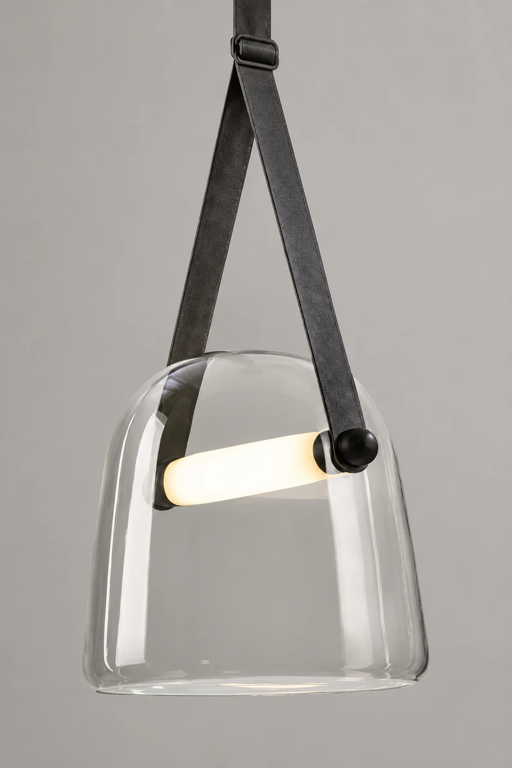 Modern Nordic Leather/Glass Pendant Light Gray/White Bedroom - Lumpaz