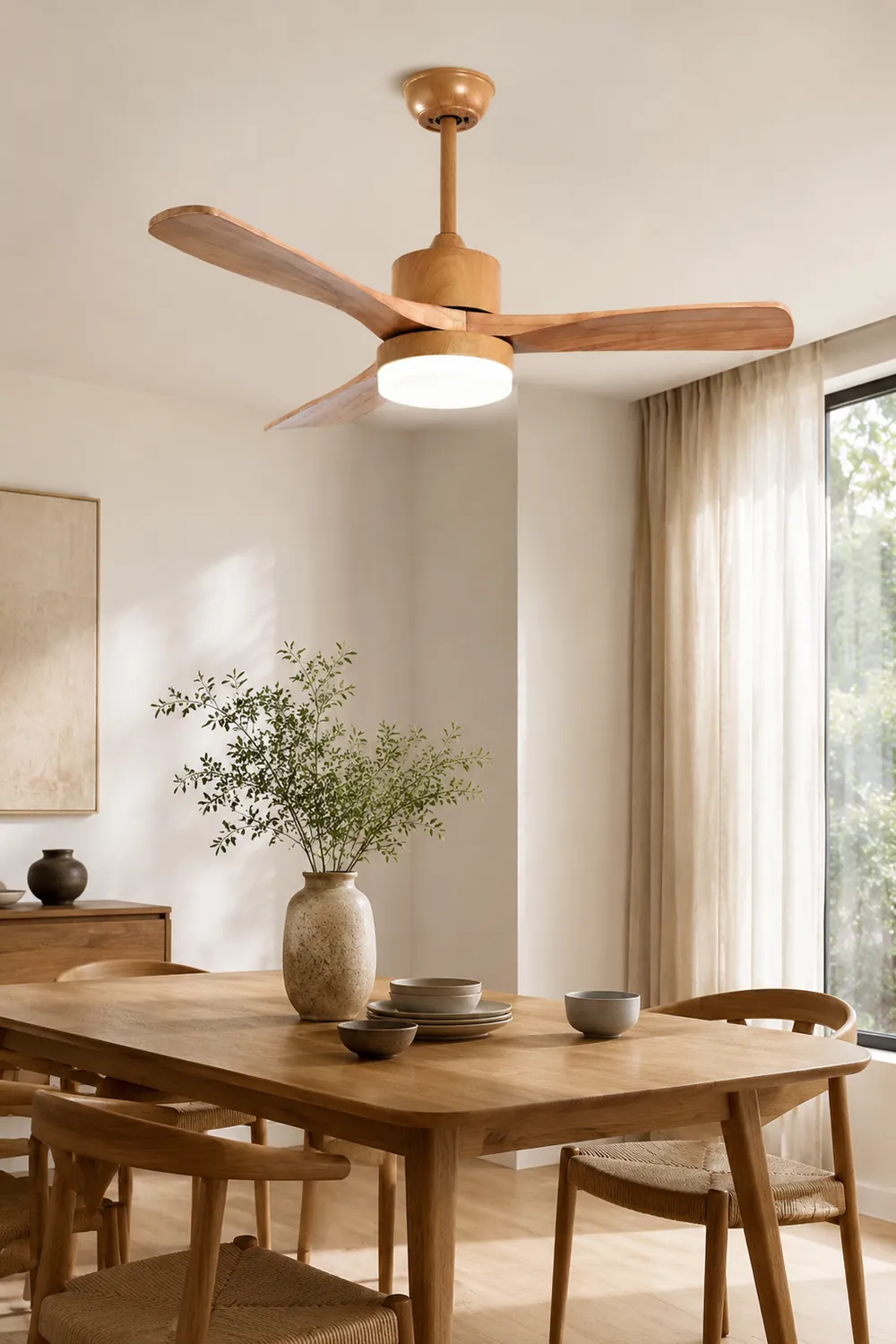 Ozawa Wooden Ceiling Fan Light, DIA 52'' - Lumpaz