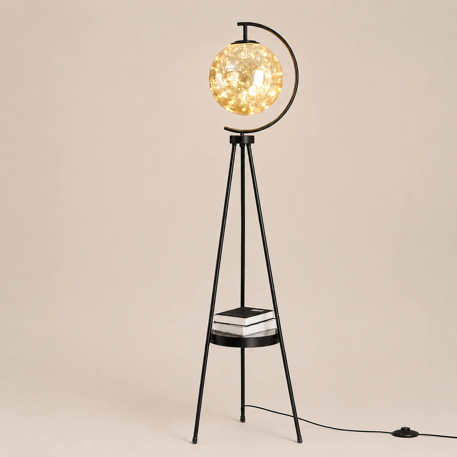 Kady Modern Starry Globe Glass Floor Lamp, Gold - Lumpaz