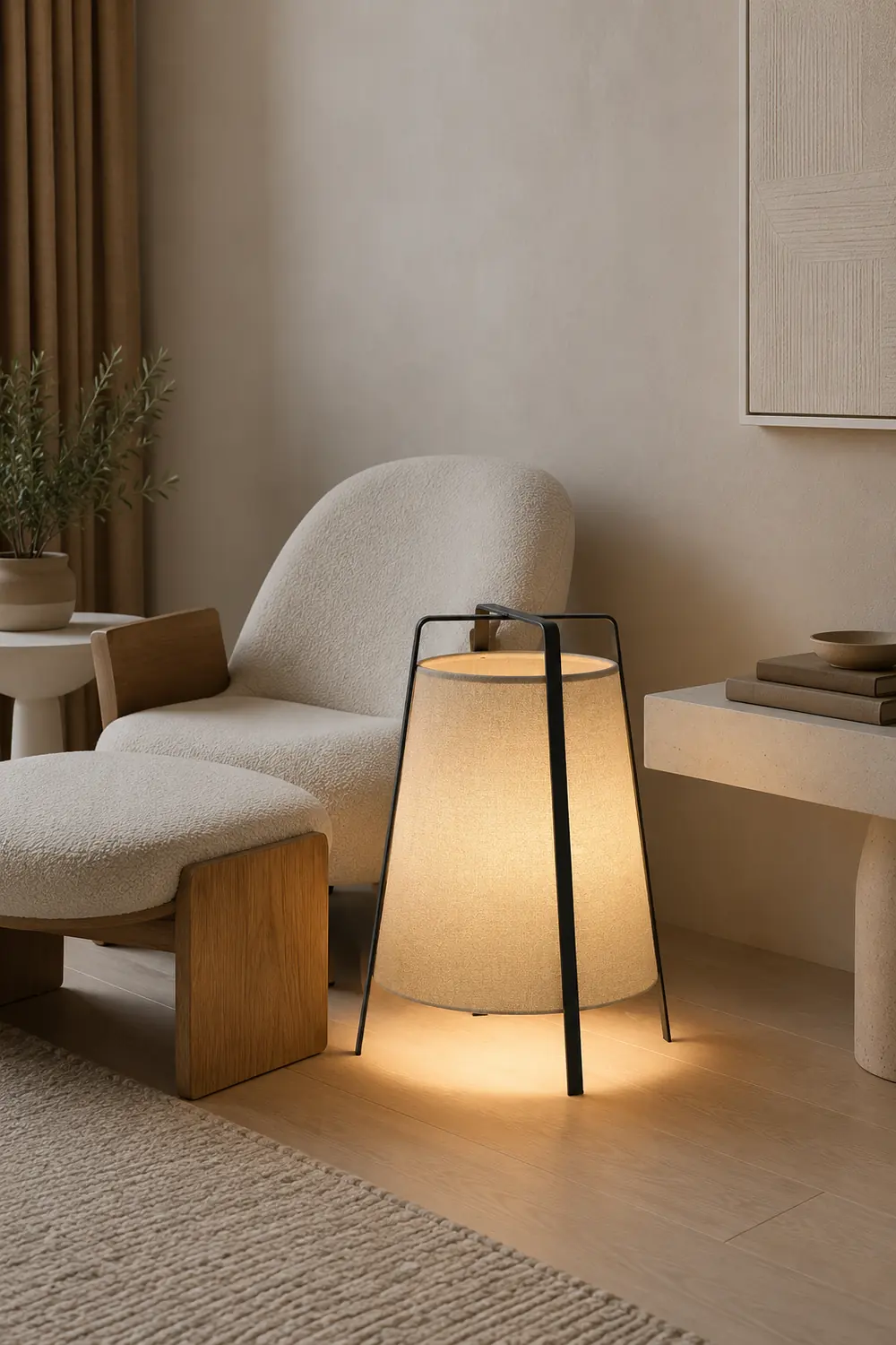 Renée Modern Minimalist Metal/Fabric Floor Lamp Living Room/Bedroom - Lumpaz