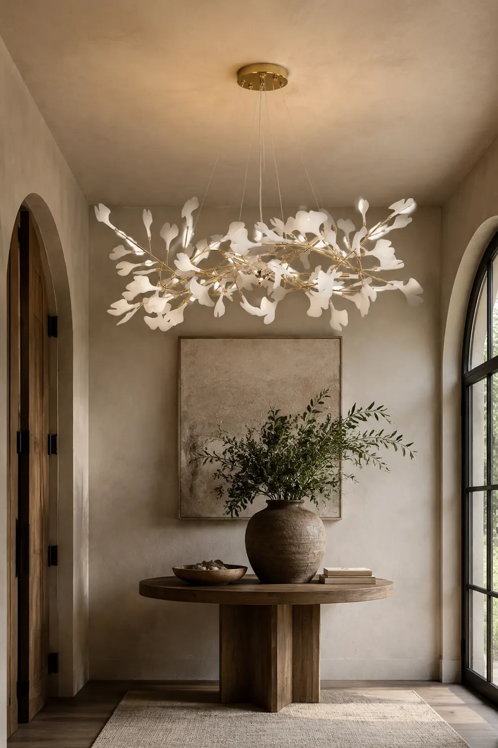Ophelia Gildglow Luxury Ceramic Chandelier Large Foyer Gingko Leaf Living Room - Lumpaz