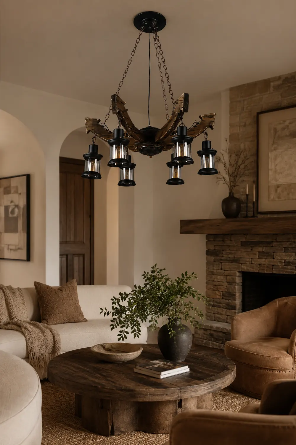Austin Pendant Light Mid Century/Modern, Metal/Wood, Dining Room - Lumpaz