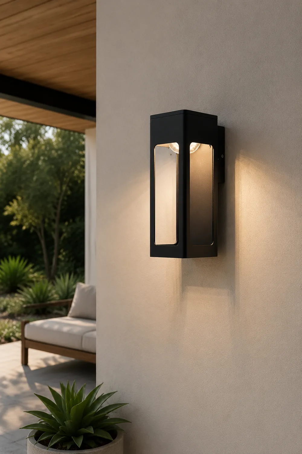 Rectangular IP65 LED Black Modern Outdoor Wall Sconce - Lumpaz