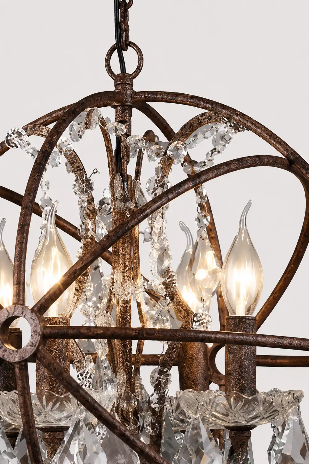 Kristy Rustic Vintage Candle Metal Pendant Light Black/Rust Bedroom - Lumpaz