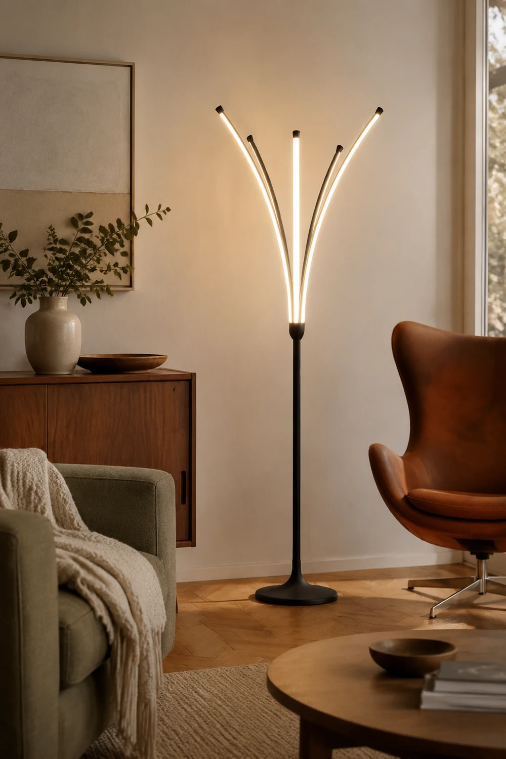 Edge Minimalist Designer Tree-Like Floor Lamp, Metal/Acrylic - Lumpaz