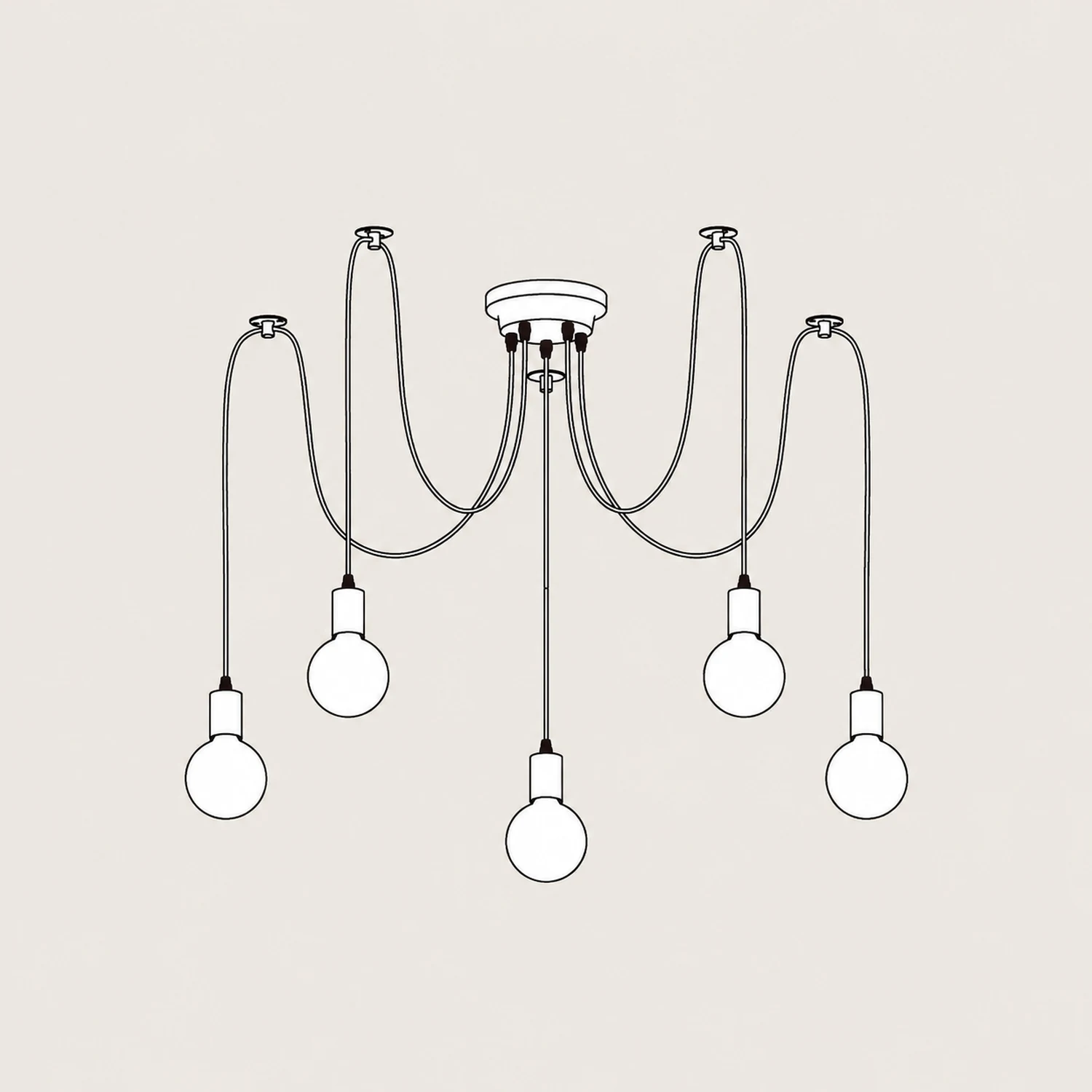 Alessio Retro Country LED Spider Chandelier, Black/White - Lumpaz