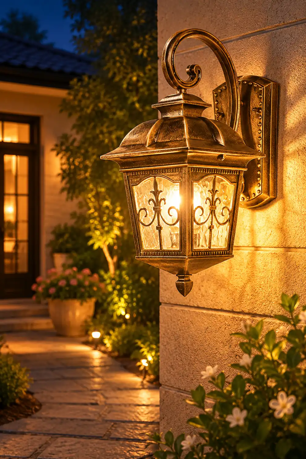 Waterproof Retro Elegant LED Glass European Style Outdoor Wall Lights - Lumpaz
