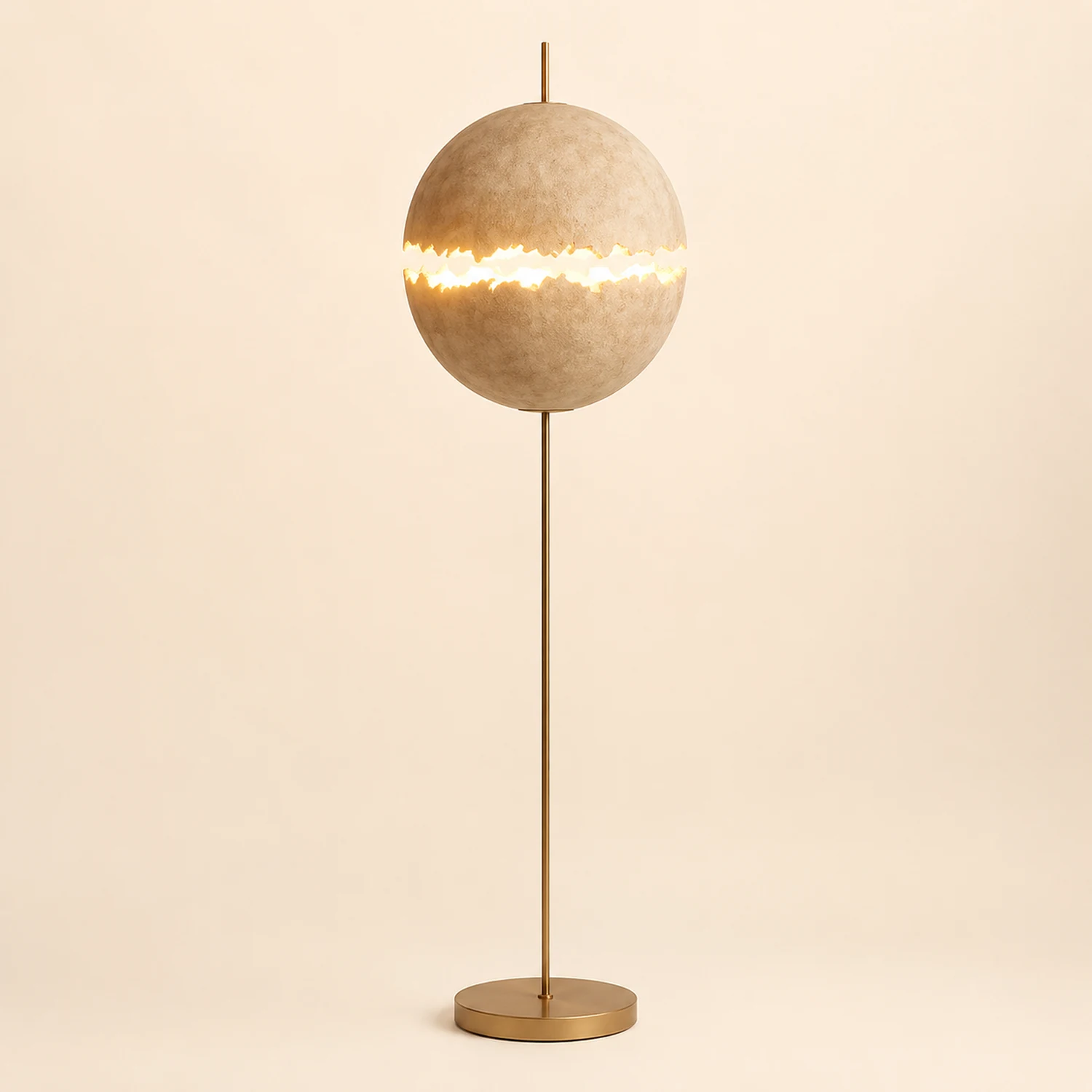 Elif Modern Moon Globe Metal Resinn Floor Lamp, Gold/Silver - Lumpaz