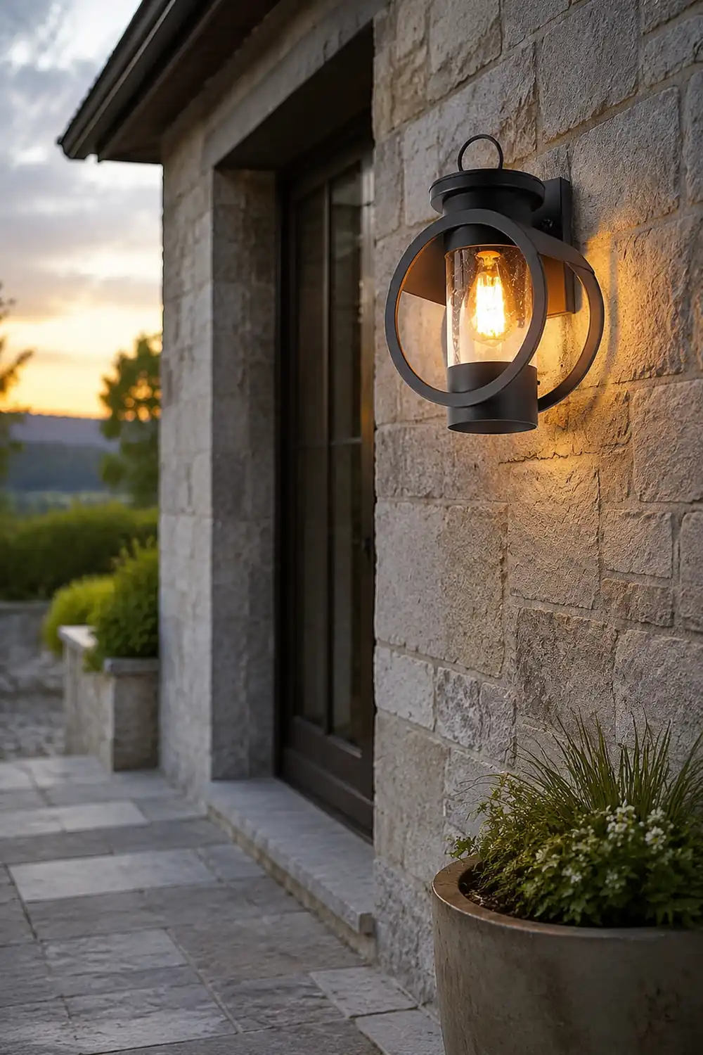 Raindrops Glass 6W LED Edison Lightbulb Black Outdoor Wall Lights - Lumpaz