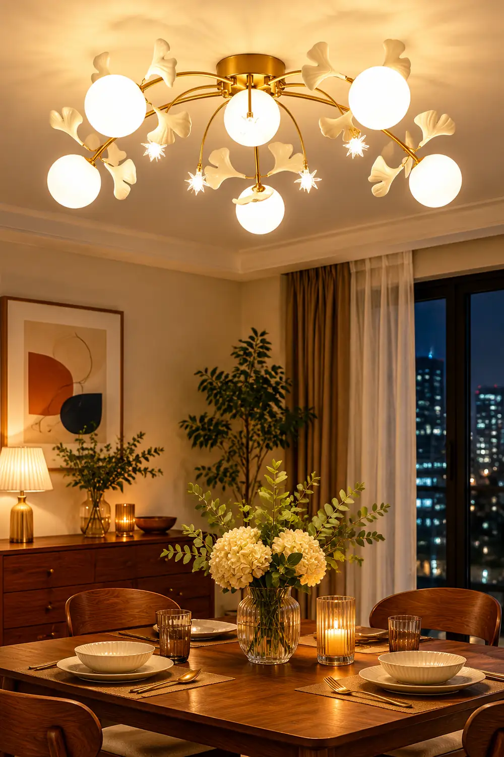Ophelia Nordic Multi Globe Metal/Ceramic Flush Mount Ceiling Light, White/Gold - Lumpaz
